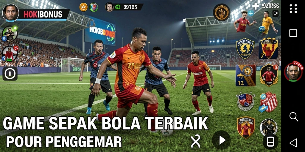 Tampilan gameplay HOKIBONUS yang penuh aksi di lapangan sepak bola.