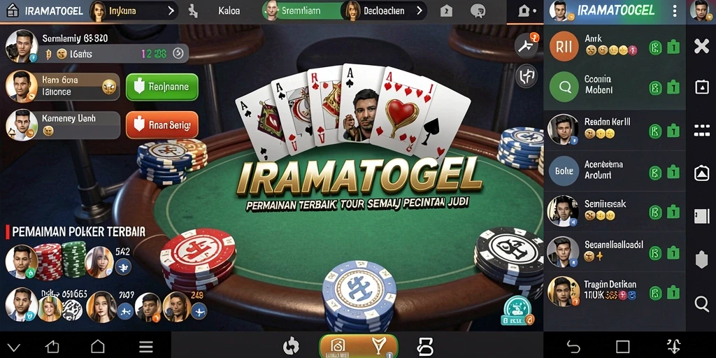 Screenshot IRAMATOGEL menampilkan gameplay Poker yang mengasyikkan dan interaktif.