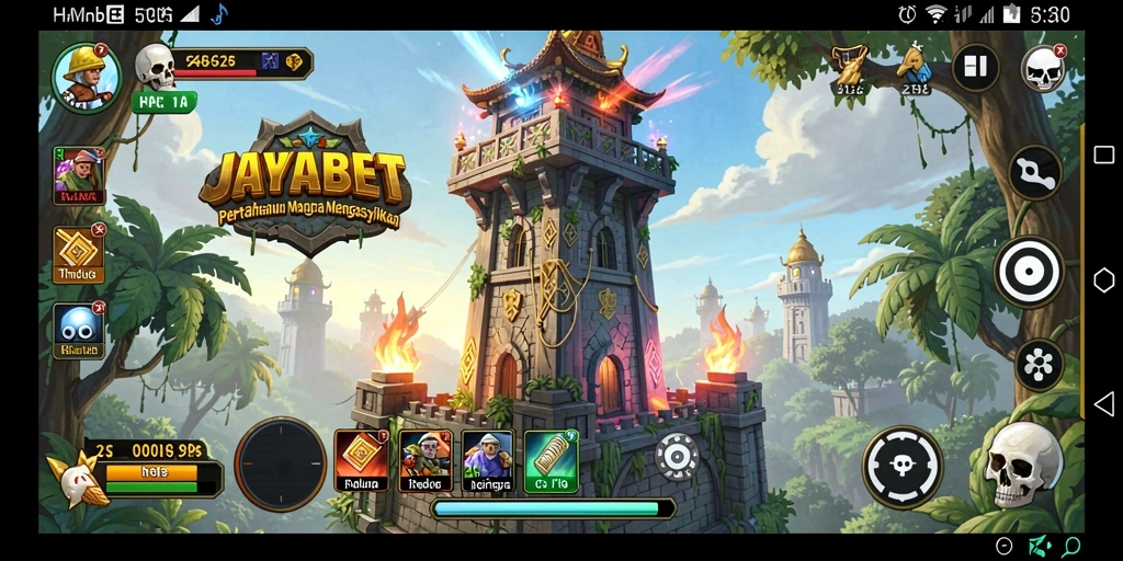 Tampilan gameplay menara yang mendebarkan di JAYABET.