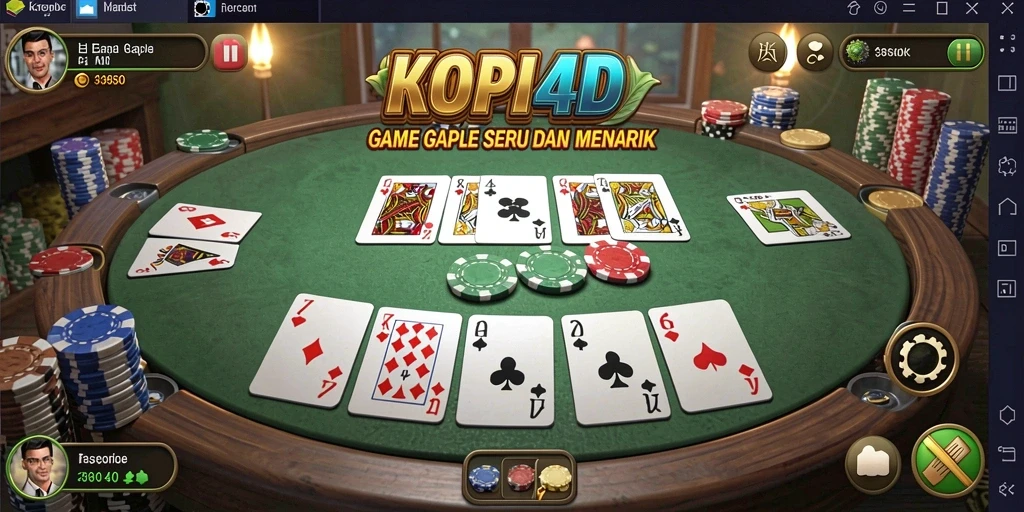 Screenshot gameplay KOPI4D menunjukkan serunya bermain Gaple.