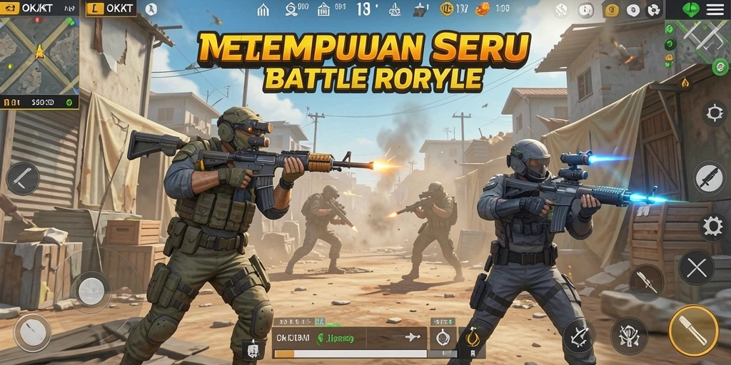 Gameplay seru dalam pertempuran OKJKT Battle Royale.