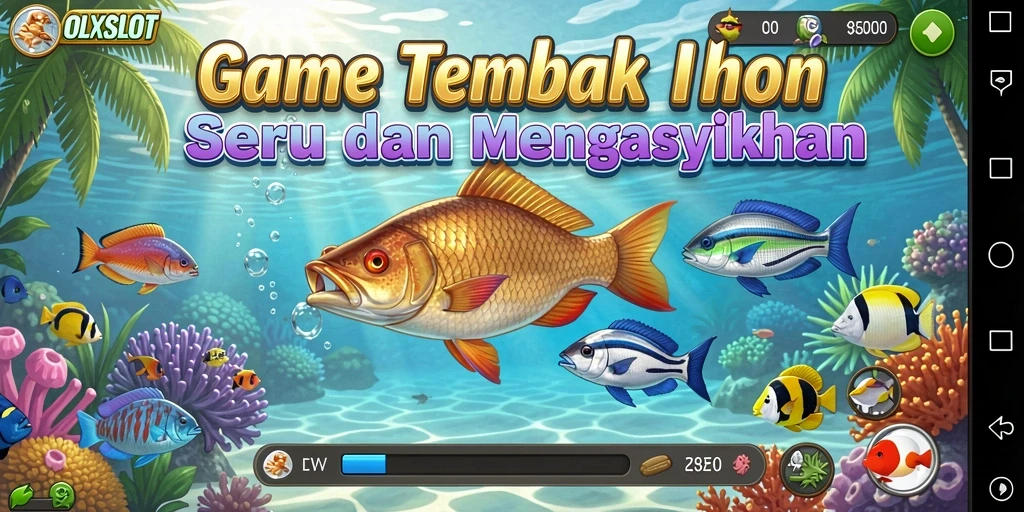 Tampilan gameplay yang menarik dari OLXSLOT dengan berbagai ikan di lautan.