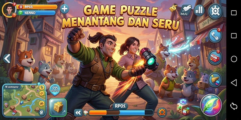 Tampilan gameplay RP55 yang penuh warna dan menantang.