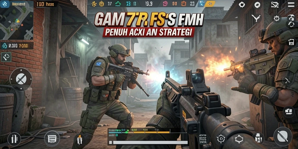 Screenshot gameplay RR777 dengan aksi tembak-menembak yang menegangkan.