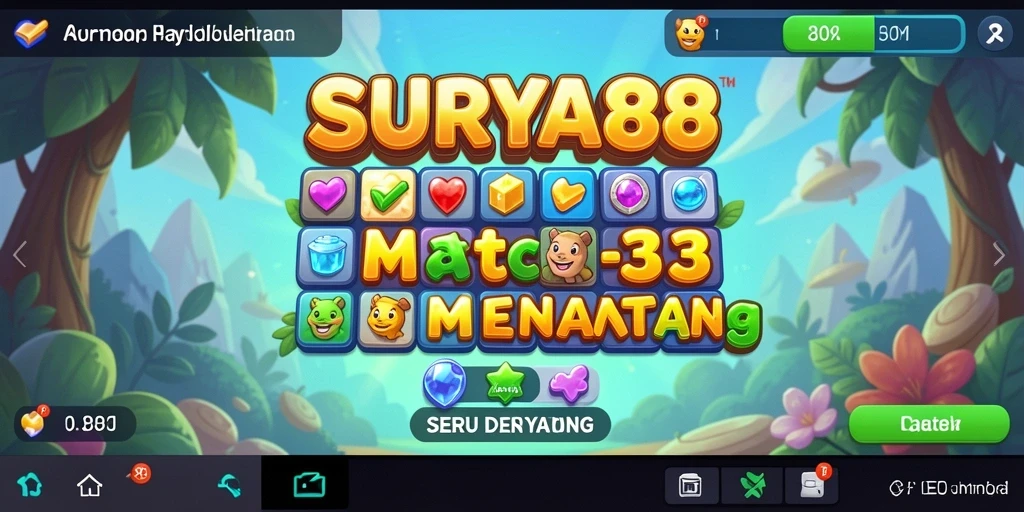 Tangkapan layar SURYA88 menampilkan momen seru dalam permainan Match-3.