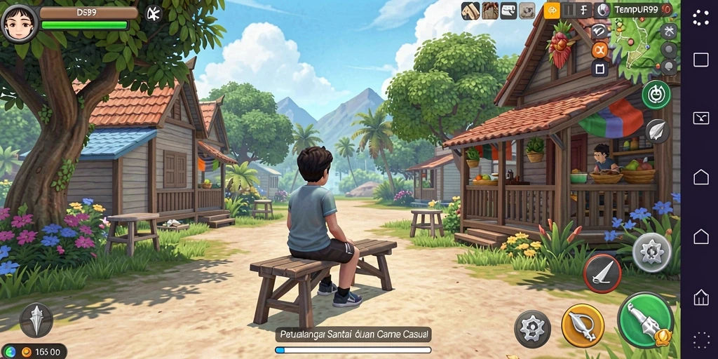 Screenshot menunjukkan gameplay santai dan menyenangkan dari TEMPUR99.