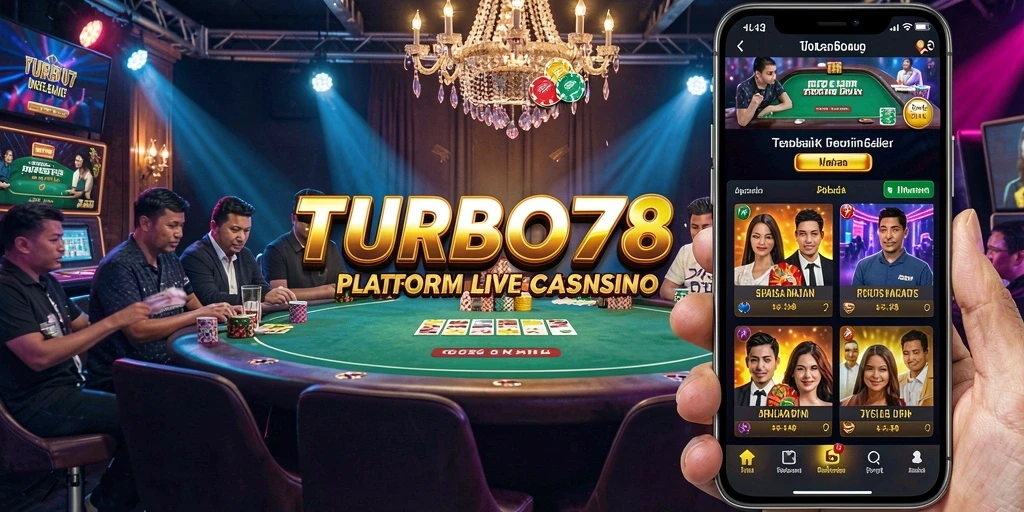 Screenshot TURBO78 menampilkan dealer langsung dalam suasana permainan kasino nyata.